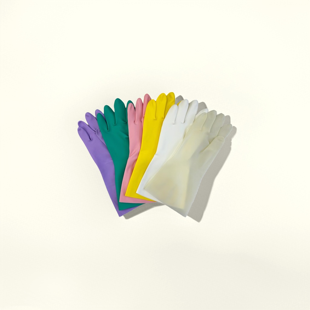 Colored rubber gloves, thickened, anti-slip and wear-resistant, suitable for both men and women, for work and home use details Picture