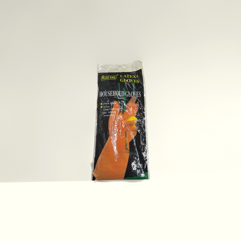 橙色乳胶手套 加厚防滑耐磨一次性家用清洁防护手套