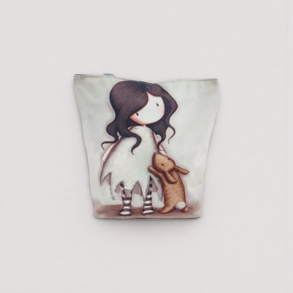 A large-capacity, lightweight hand-held shopping bag featuring cartoon girl and rabbit patterns on canvas Specification image