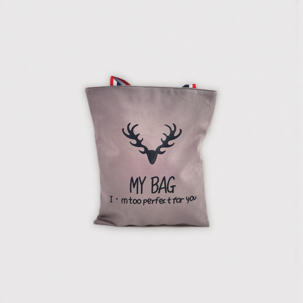 Grey cloth bag, large-capacity cotton and linen storage bag, hand-held drawn-out eco-friendly shopping bag Specification image