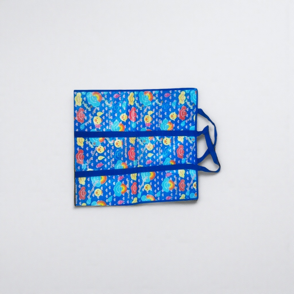 Blue cartoon pattern handbag, large-capacity eco-friendly cotton and linen shopping bag, foldable and portable Application Scenario