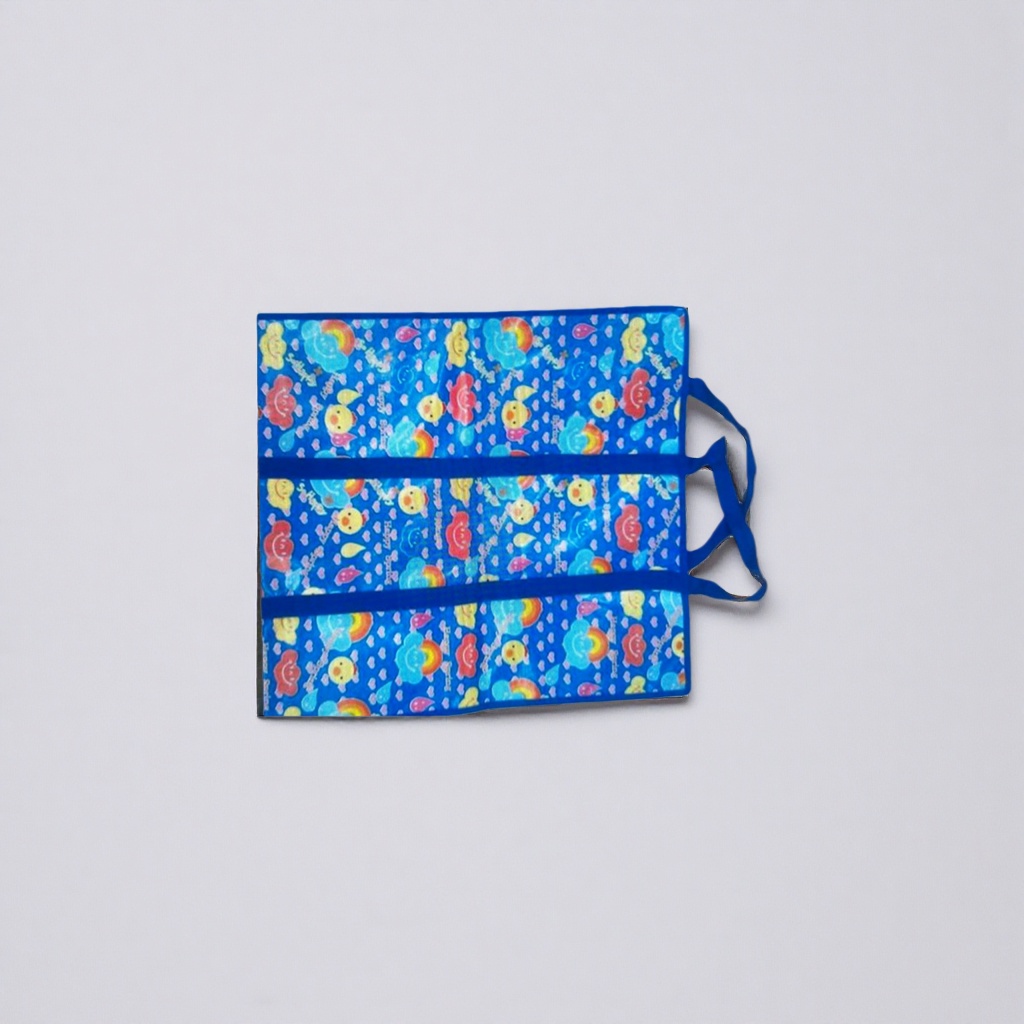 Blue cartoon pattern handbag, large-capacity eco-friendly cotton and linen shopping bag, foldable and portable Specification image