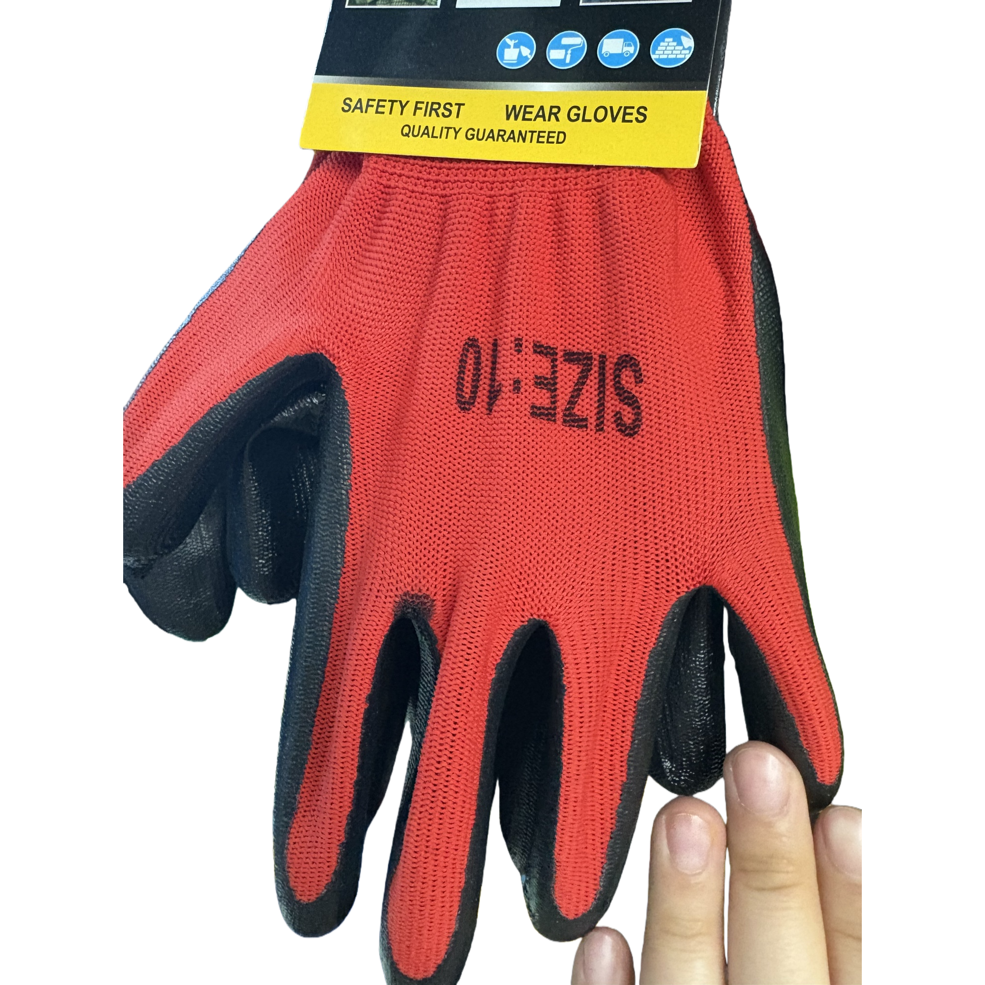 13-needle nylon red nitrile gloves, anti-slip and wear-resistant protective gloves for both men and women Item Picture