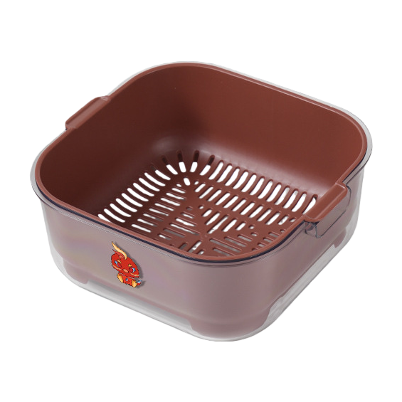 中号波多红塑料沥水篮白底实物图