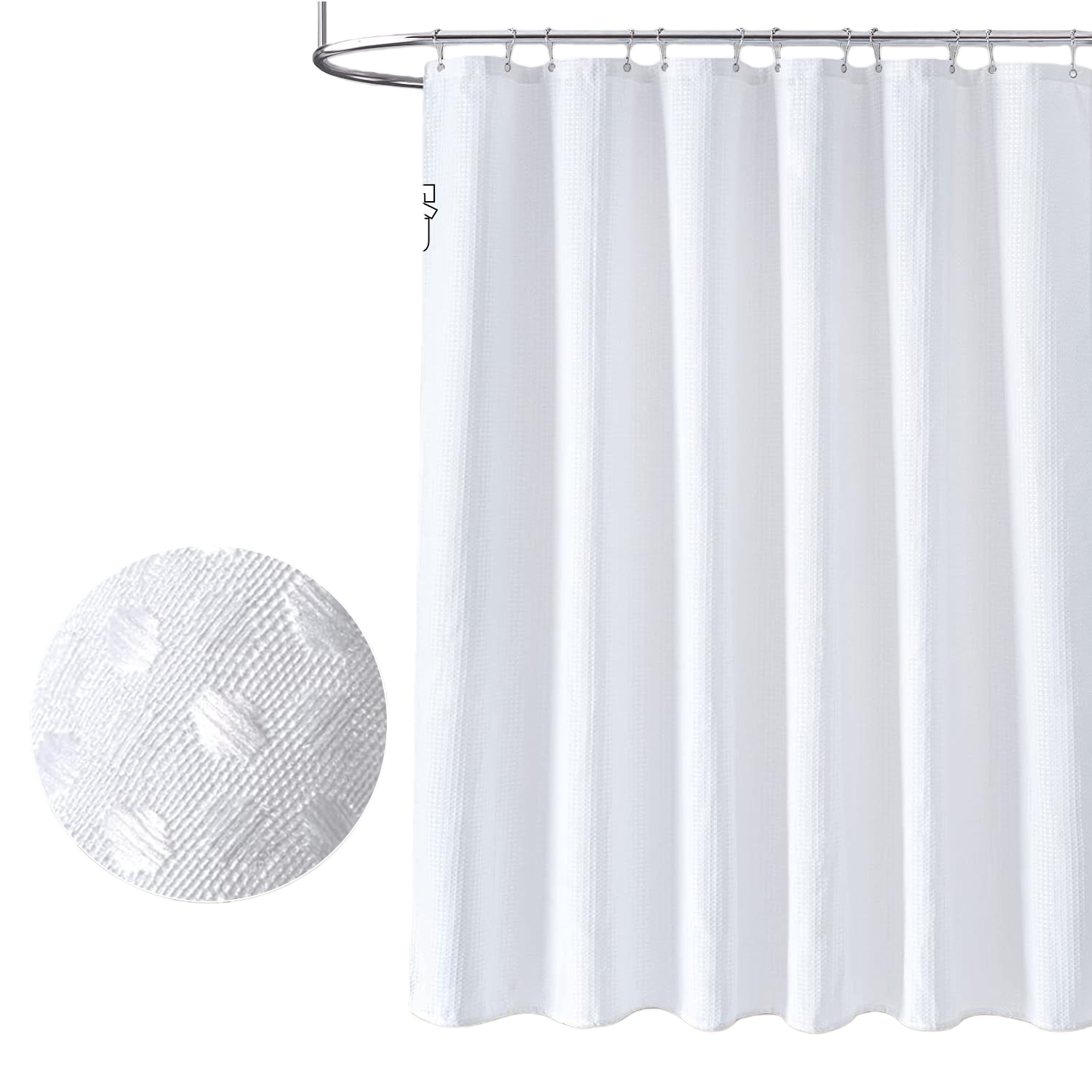 Waffle cortina de ducha blanca impermeable a prueba de moho cortina de partición de baño para el baño doméstico separación seca y húmeda Item Picture