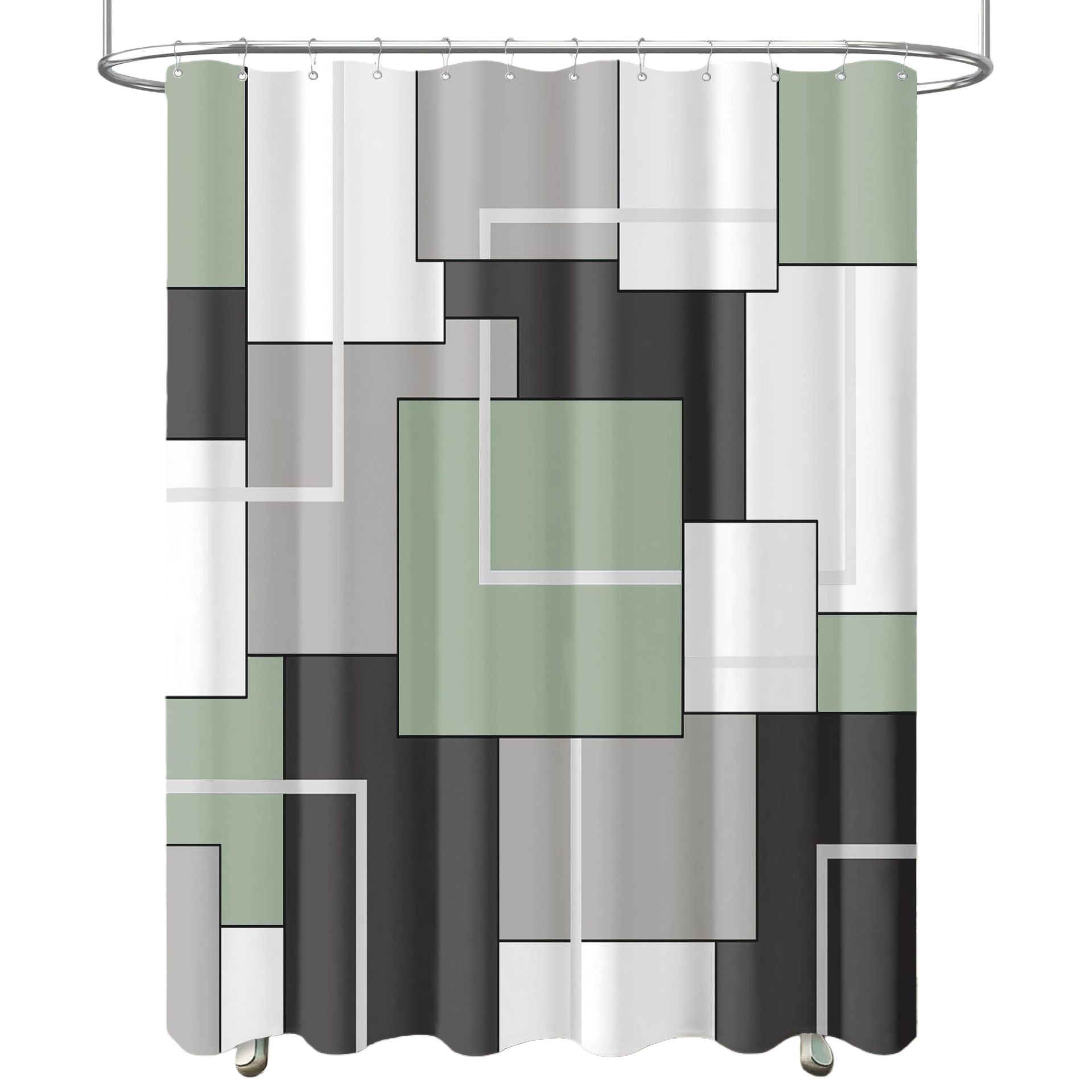 Abstract geometric pattern bath curtain, waterproof and mold-proof PVC material bathroom partition curtain Item Picture
