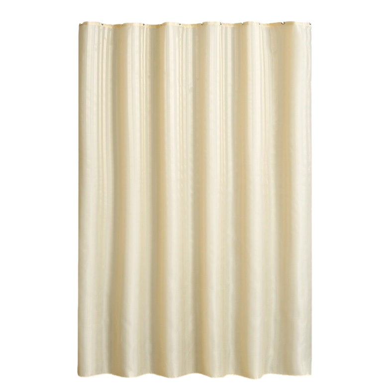 The beige simple waterproof shower curtain is a splash-proof, mold-proof, silent and has a good drape Item Picture