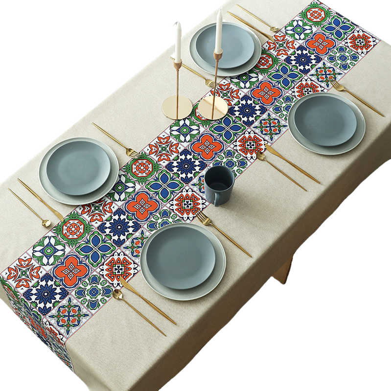 أعلام الطاولة الملونة، أعلام غرف الجلوس النوردية، ومزيج من الكتان Item Picture