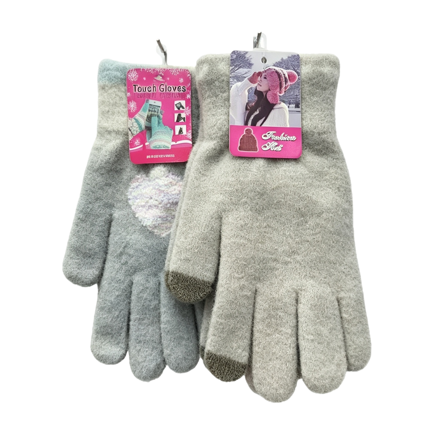 Grey plush touch screen gloves, winter warm and anti-slip gloves for both men and women Item Picture