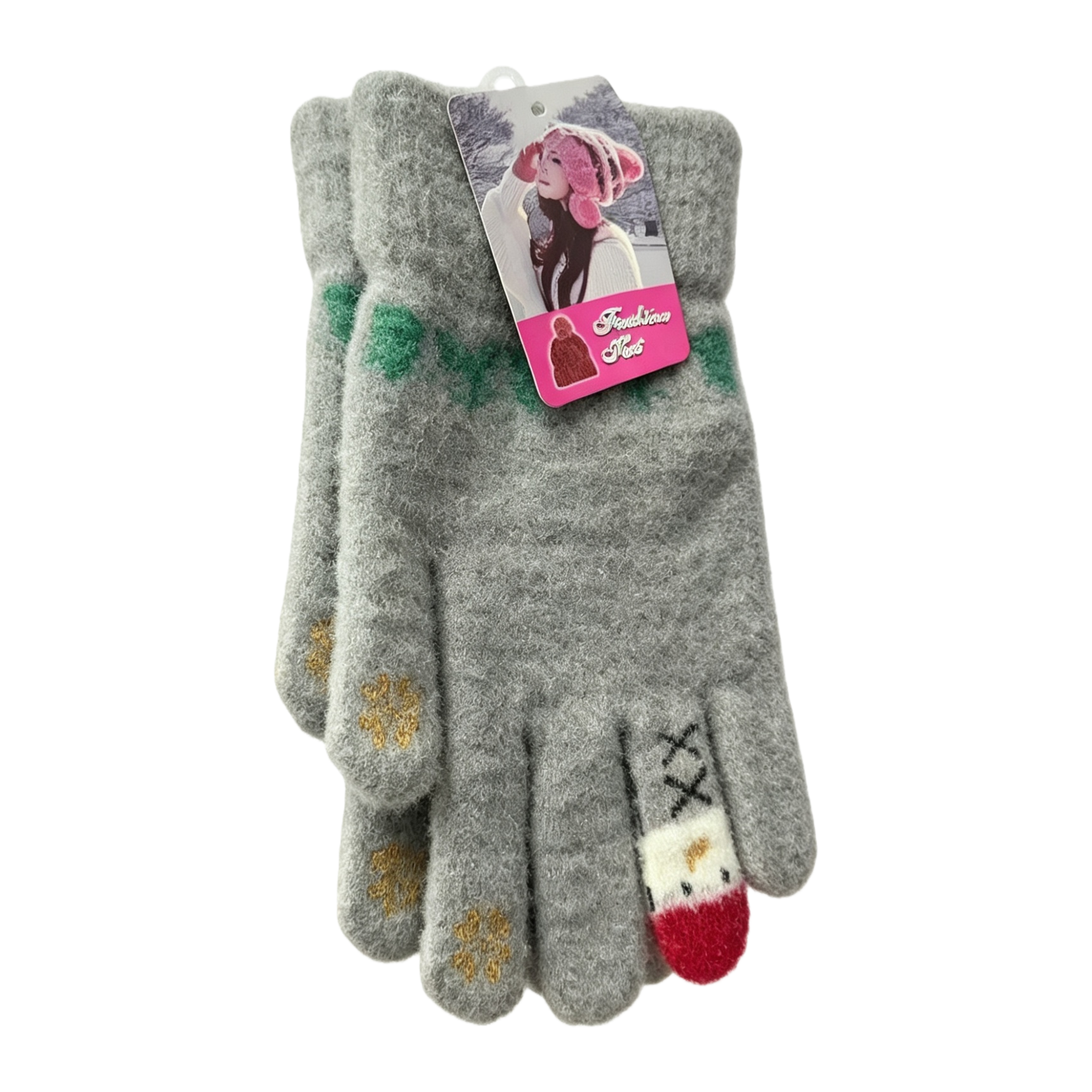 Thickened grey plush gloves, warm and anti-slip for women in autumn and winter Item Picture