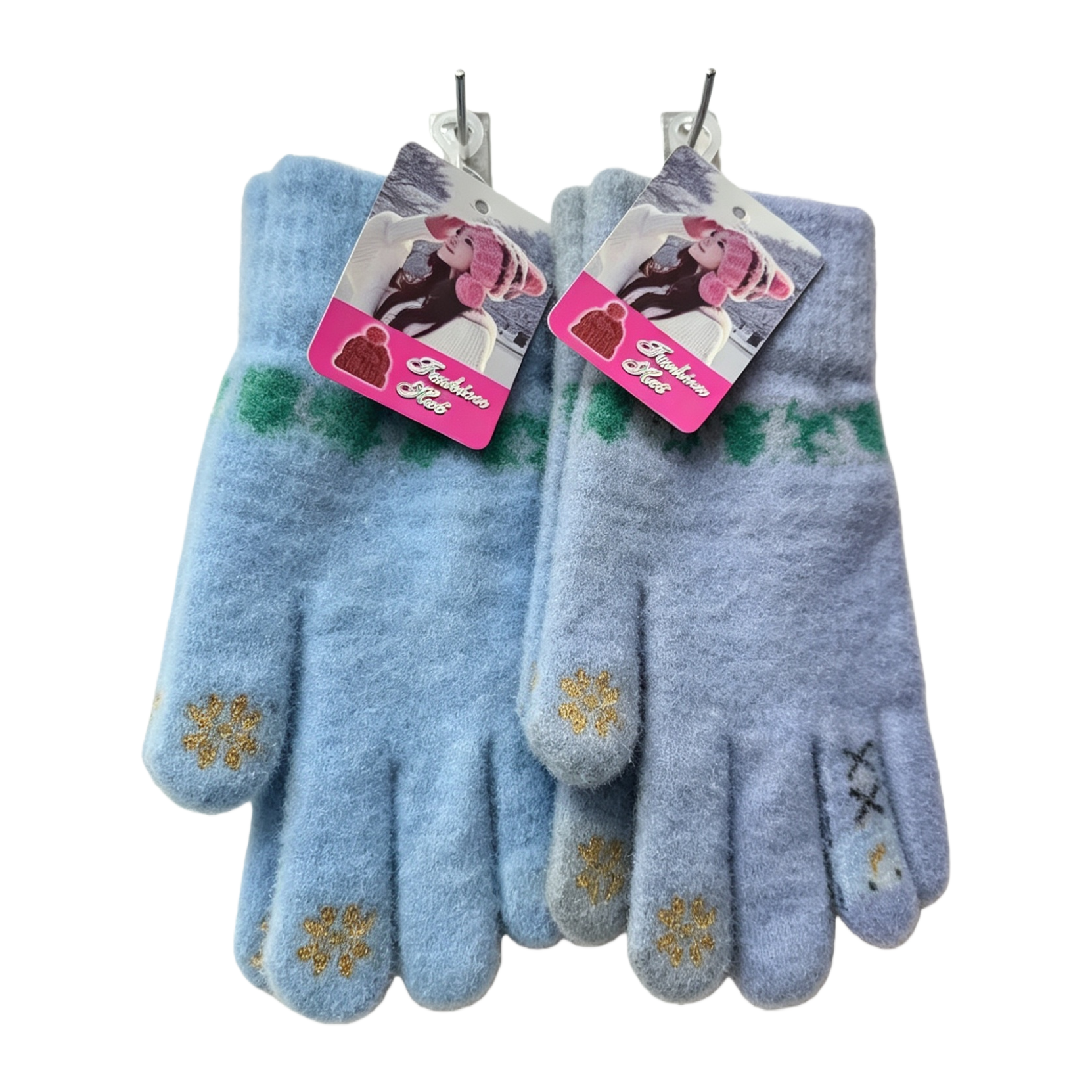 The blue plush gloves are thickened to keep warm and protect women's hands from the cold in autumn and winter Item Picture