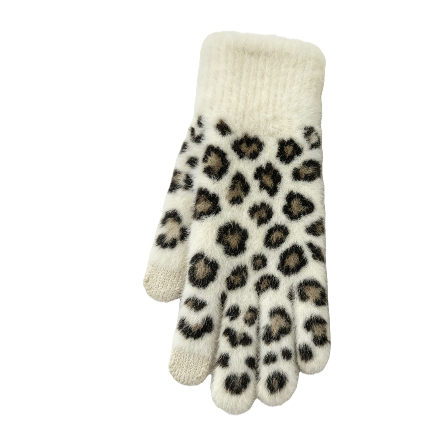 Leopard print pattern women's warm gloves, fashionable and personalized, autumn and winter cold-proof gloves Item Picture