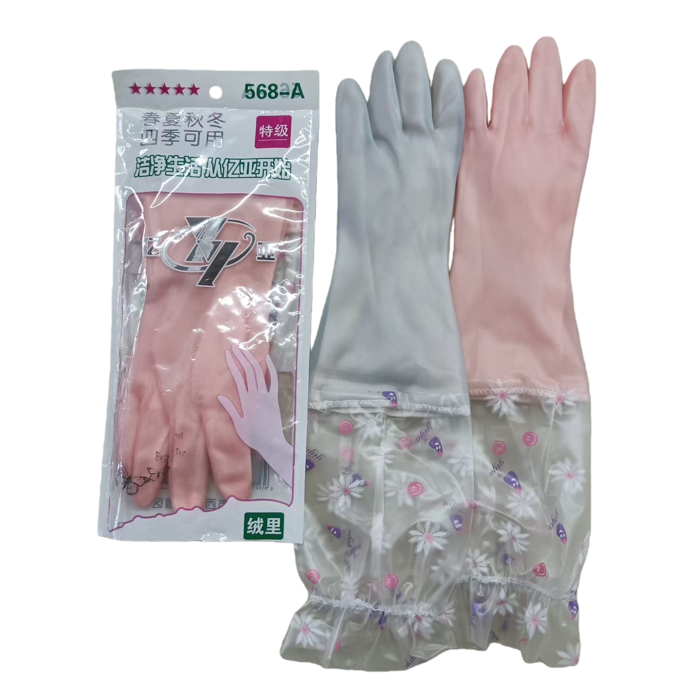 Thickened rubber gloves, anti-slip and wear-resistant, household kitchen cleaning latex gloves Item Picture