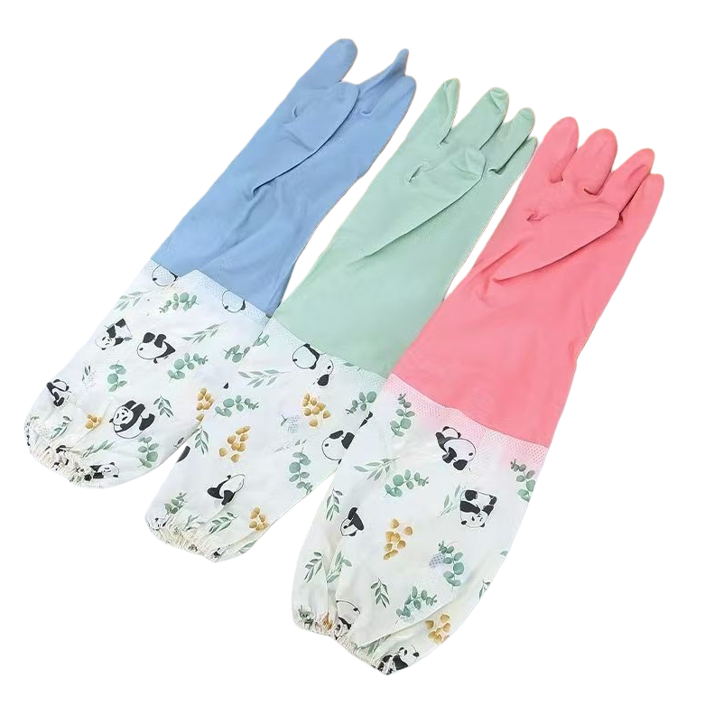 Color panda patrón guantes de goma engrosado antideslizante cocina limpieza para el hogar Item Picture