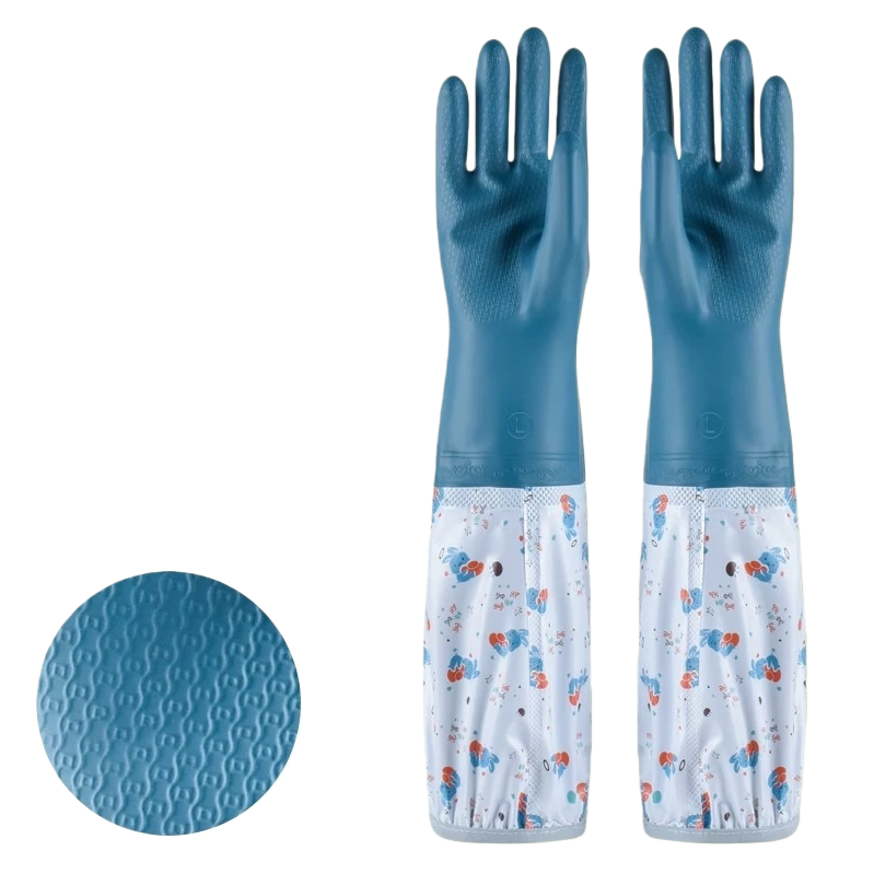 The midnight blue thickened rubber gloves are anti-slip and wear-resistant, suitable for both men and women Item Picture