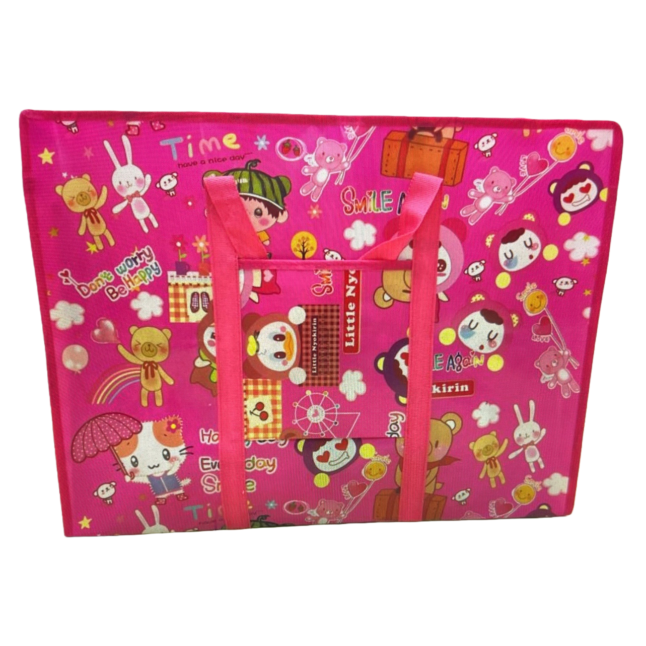 Pink cartoon pattern handbag, fashionable, simple, large-capacity and eco-friendly shopping bag Item Picture