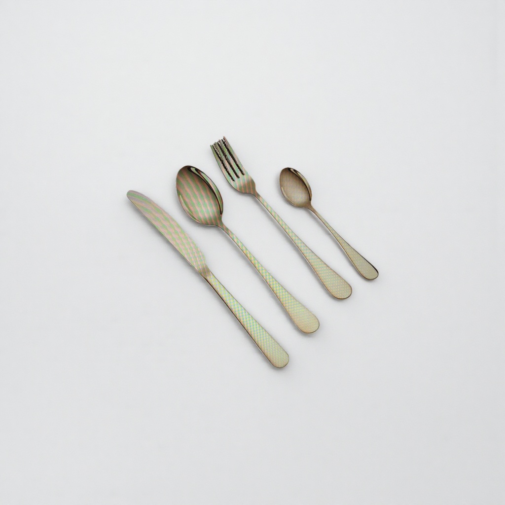 Stainless steel tableware set, three-piece knife, fork and spoon set, for home use, portability and travel Specification image