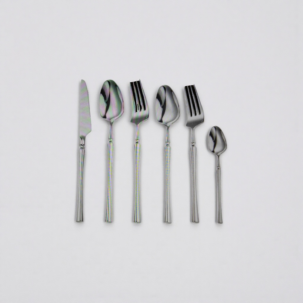 Stainless steel tableware set, three-piece knife, fork and spoon set, home, portable, travel, simple style Specification image