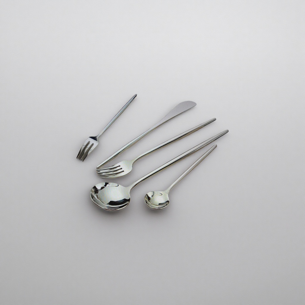 Stainless steel tableware set for forks, spoons and chopsticks in a simple and portable style for home use Application Scenario