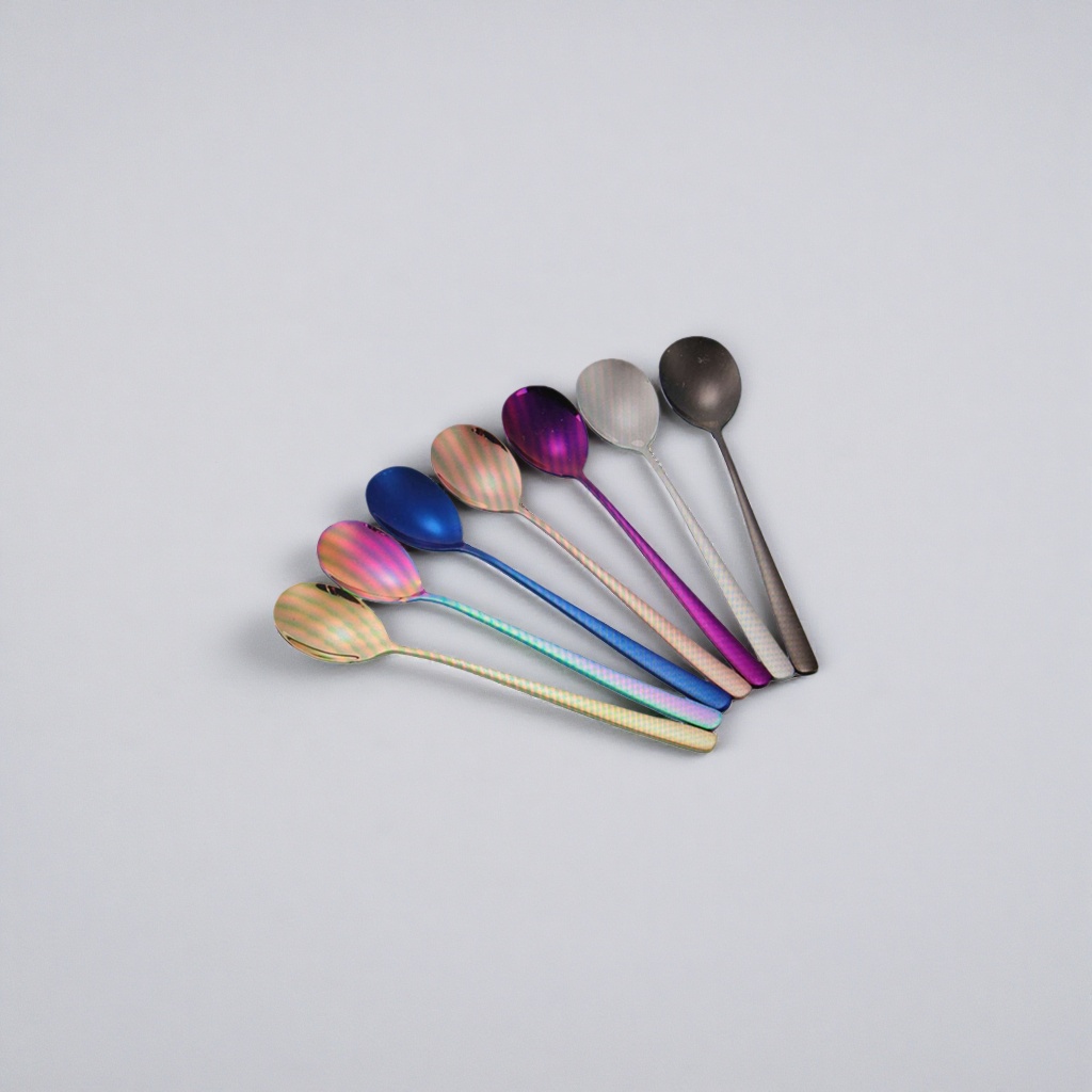Colored metal spoons, stainless steel household dessert and coffee stirring spoons Application Scenario