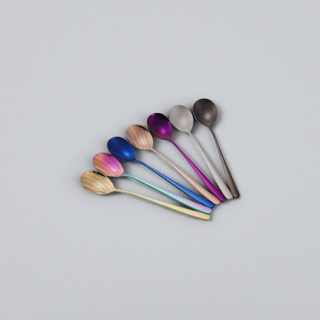Colored metal spoons, stainless steel household dessert and coffee stirring spoons Specification image