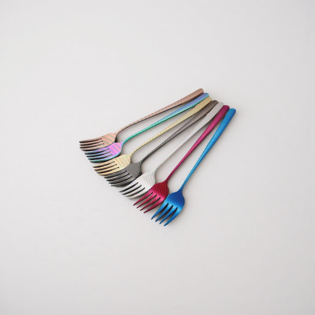 Colored metal forks, stainless steel forks, household Western-style forks, 20cm details Picture