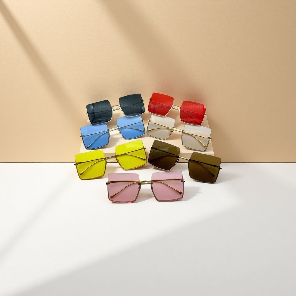 Multi-color fashionable square sunglasses, unisex UV protective polarized lenses Specification image
