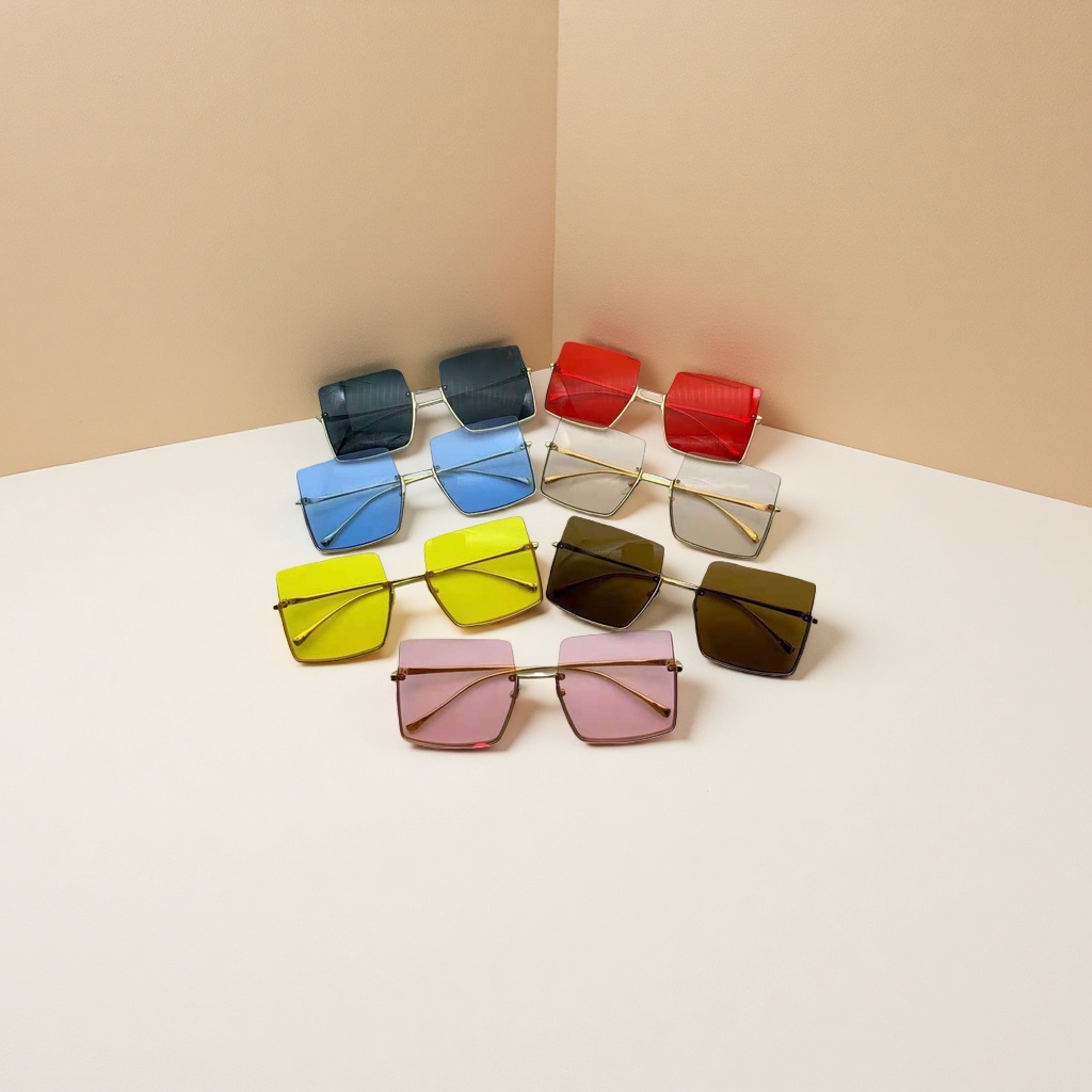 Multi-color fashionable square sunglasses, unisex UV protective polarized lenses