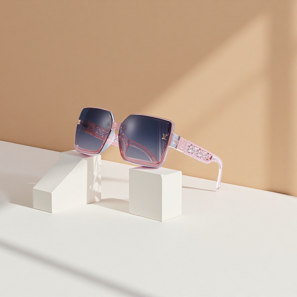 LV pink square sunglasses for shiny decoration