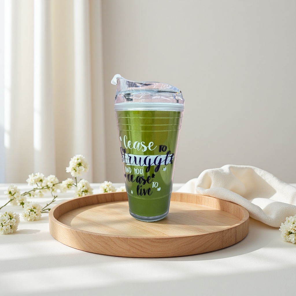 Green beverage special transparent covered cup, leak-proof, portable and simple style home and office water cup Application Scenario
