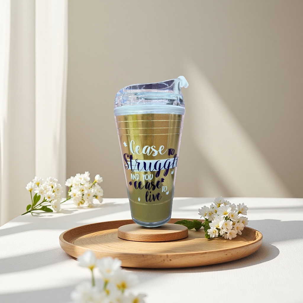 Golden insulated cup, 304 stainless steel vacuum insulated portable water cup, 500ml