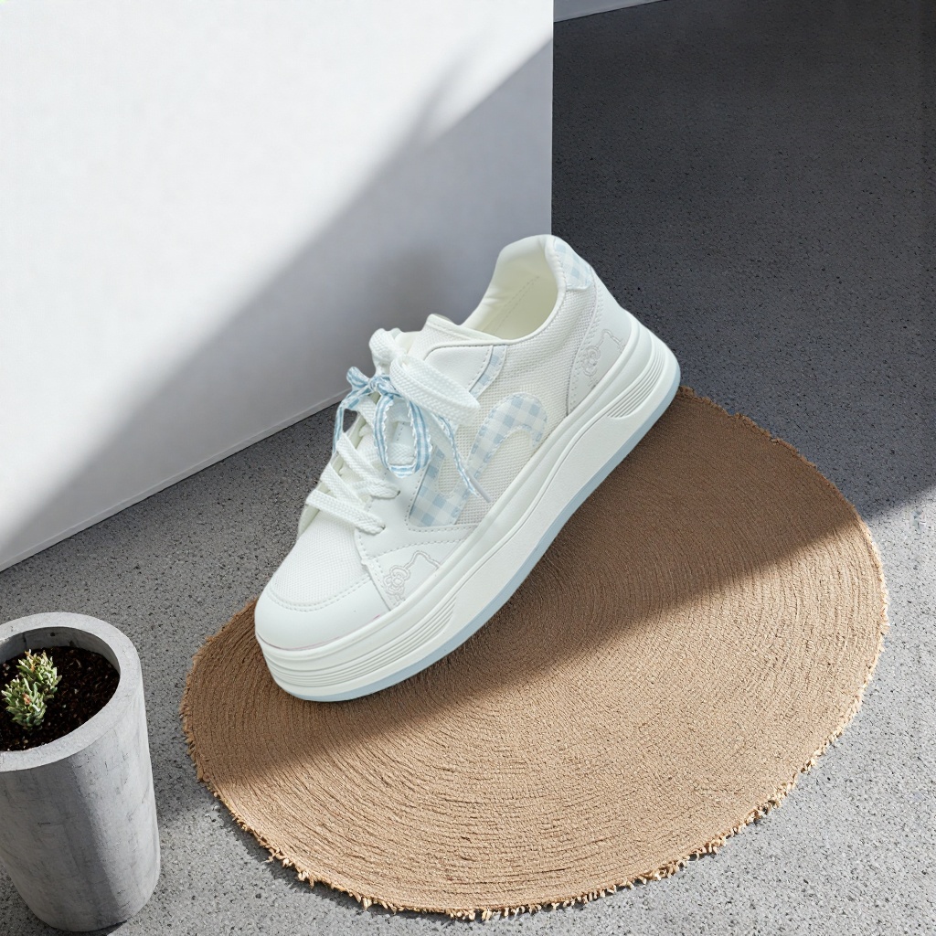 The white sports shoes are breathable, lightweight, versatile and suitable for both men and women in a casual style