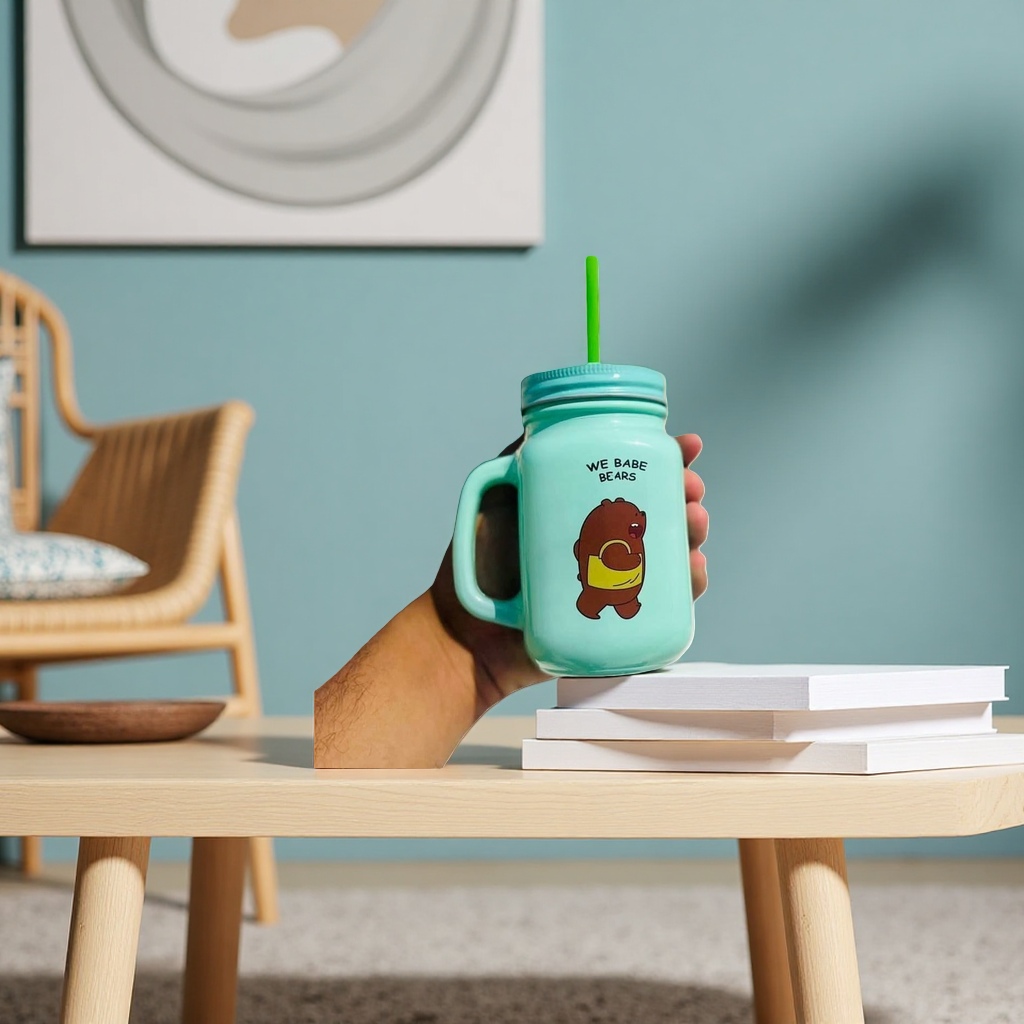 Blue ceramic cup with handle, household and office water cup, heat-resistant, anti-scald, large capacity Application Scenario