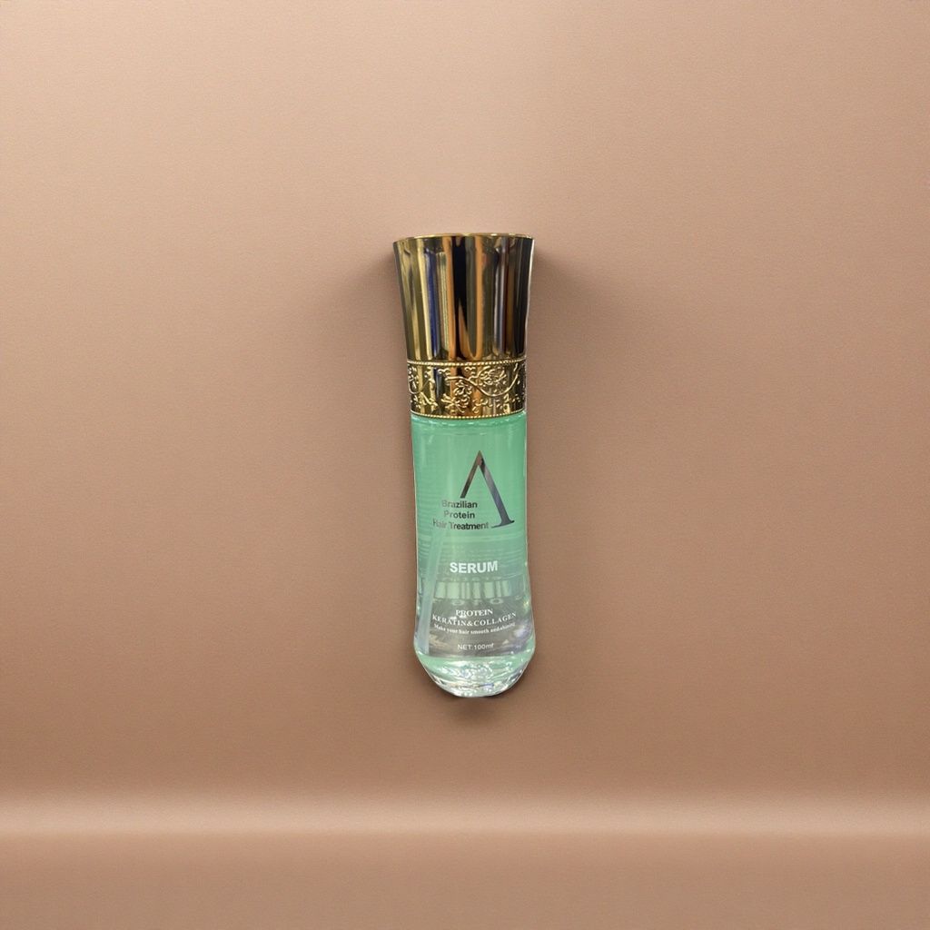 Brazilian Protein Hair Care Essence, green transparent bottle, golden cap, 100ml Application Scenario