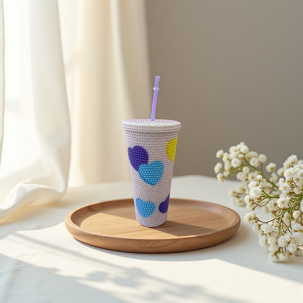 Decorative bead cup creative DIY glass bead decorated water cup details Picture