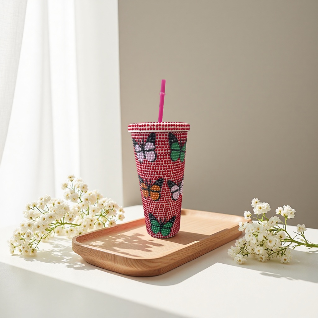 Decorative beaded cups, fashionable and creative glass water cups, home decoration items, gifts details Picture