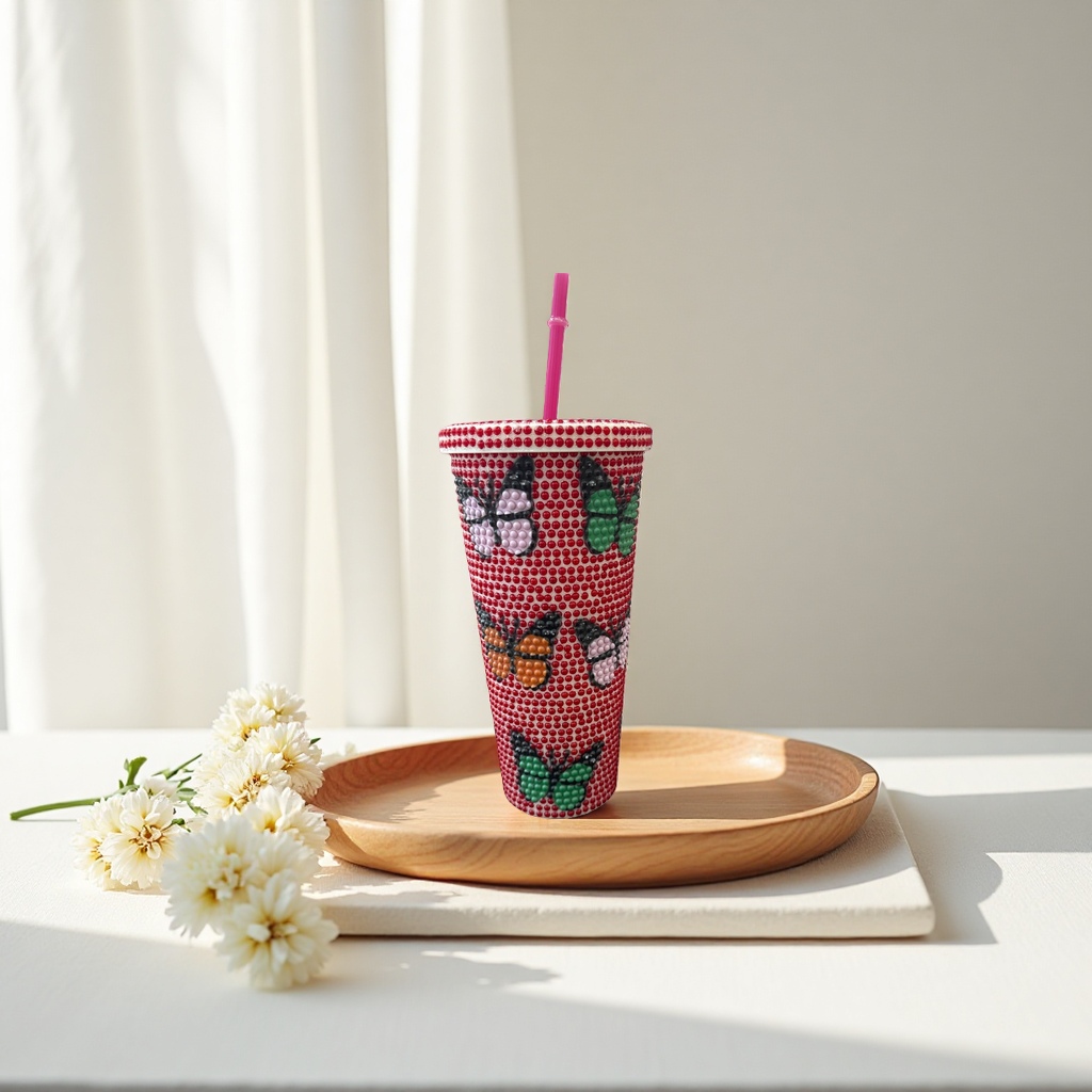 Decorative beaded cups, fashionable and creative glass water cups, home decoration items, gifts Application Scenario
