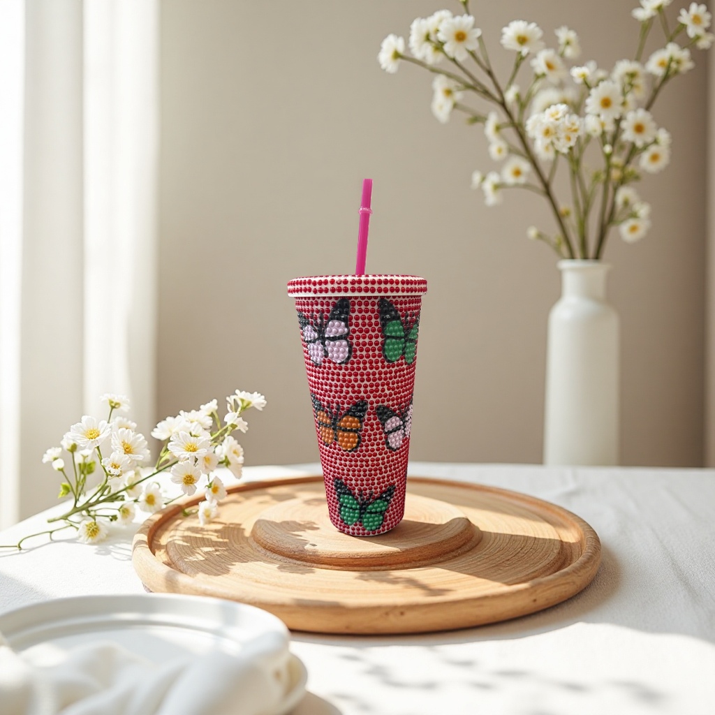 Decorative beaded cups, fashionable and creative glass water cups, home decoration items, gifts