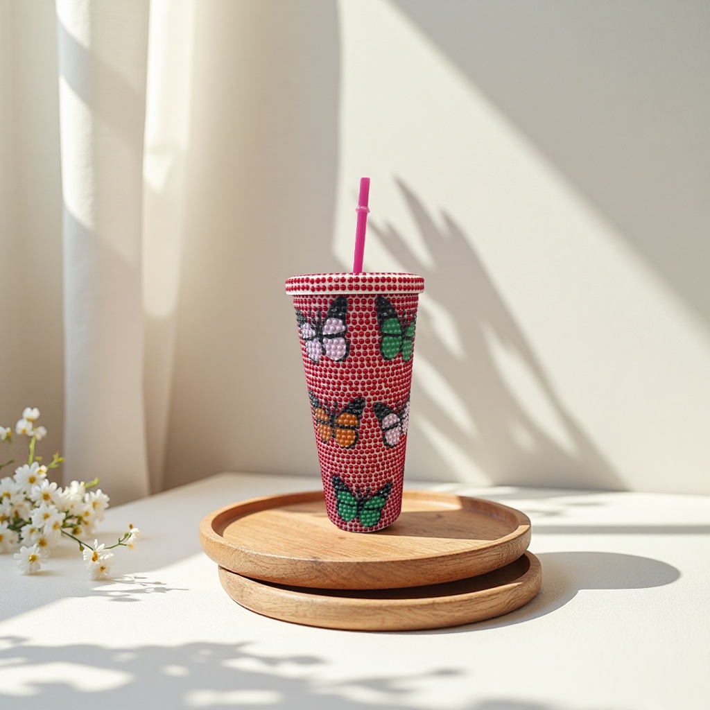 Decorative beaded cups, fashionable and creative glass water cups, home decoration items, gifts Specification image