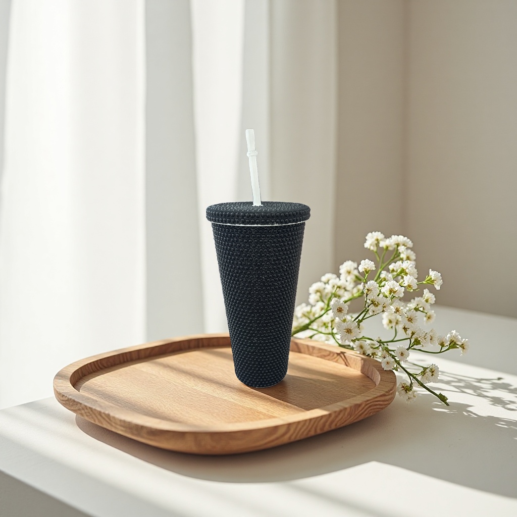 Black beaded texture ceramic mug 350ml heat-resistant handle office water cup Application Scenario