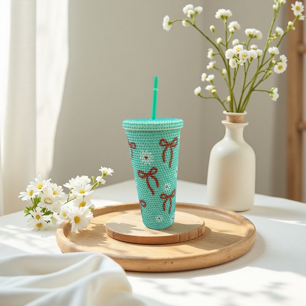 Decorative bead cup, a creative glass water cup with a pearlescent glossy surface, is suitable for home and office use