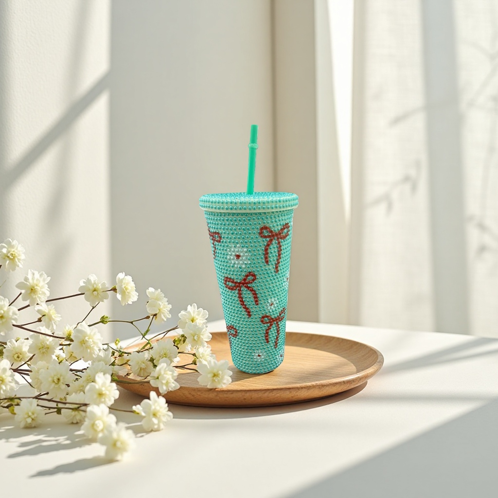 Decorative bead cup, a creative glass water cup with a pearlescent glossy surface, is suitable for home and office use Specification image