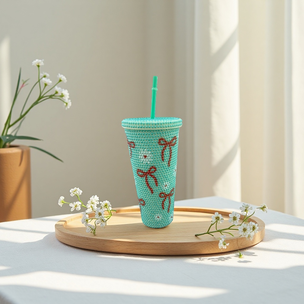 Decorative bead cup, a creative glass water cup with a pearlescent glossy surface, is suitable for home and office use details Picture