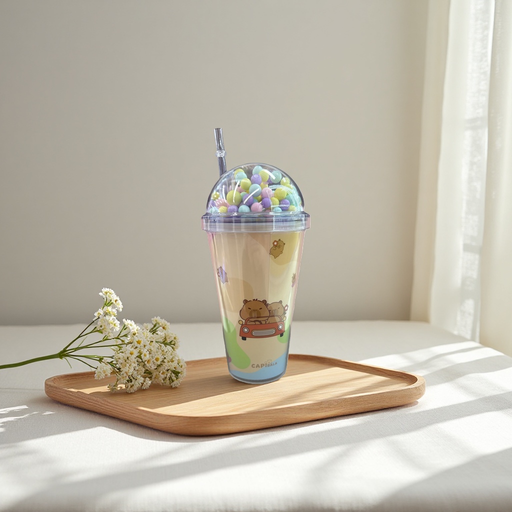 Cartoon-patterned beverage cups, large-capacity portable water cups, creative mugs for children and students details Picture