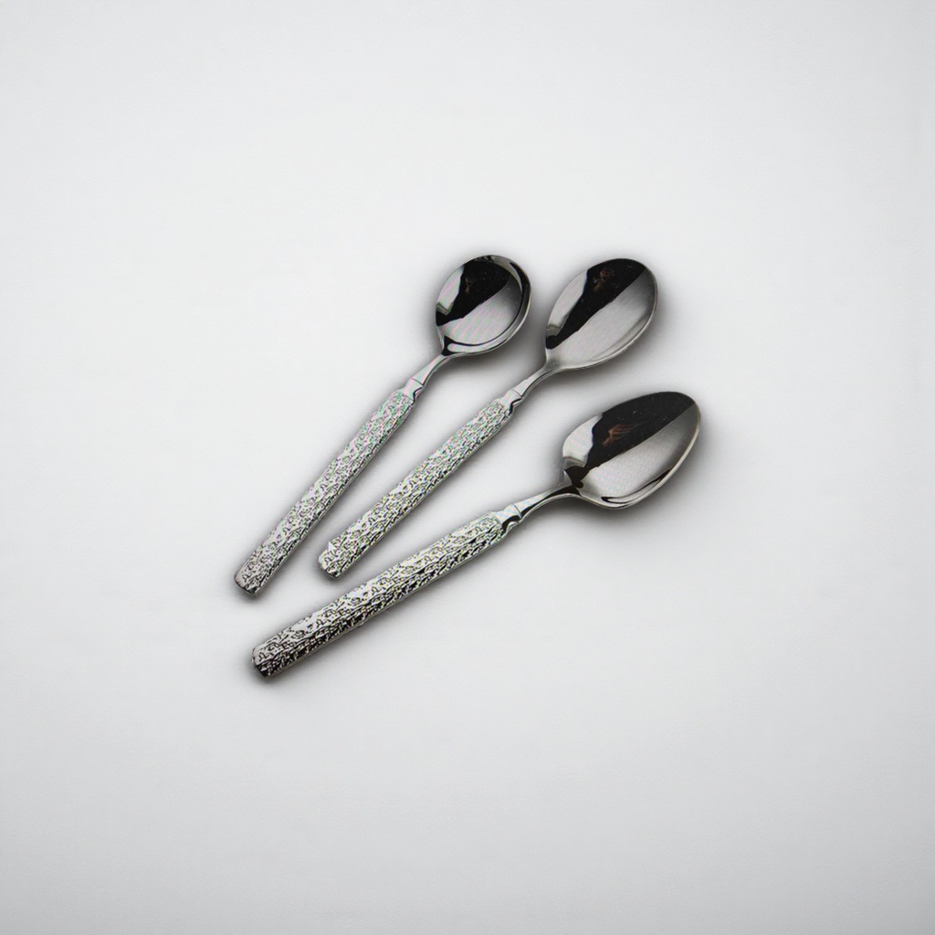 Silver metal spoon, stainless steel dining spoon, household coffee and tea spoon, 18cm Specification image