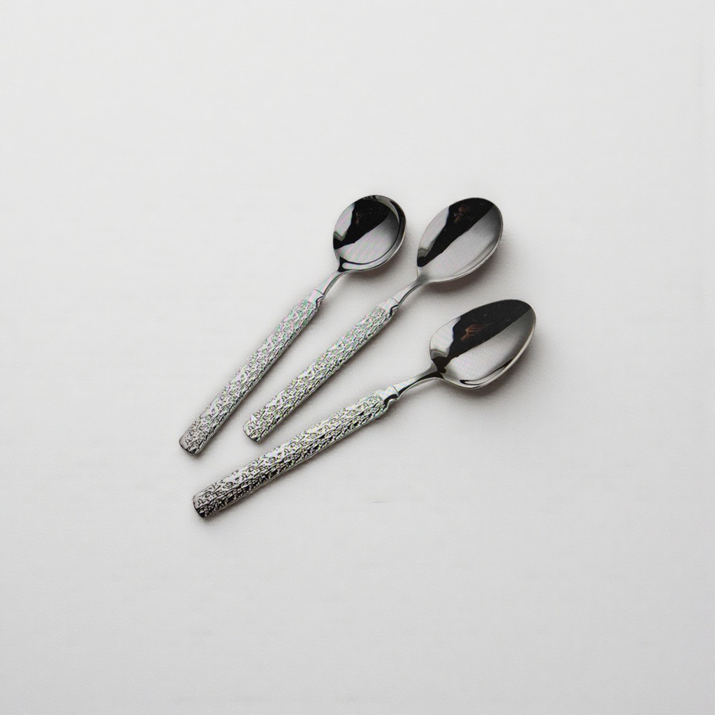 Silver metal spoon, stainless steel dining spoon, household coffee and tea spoon, 18cm details Picture
