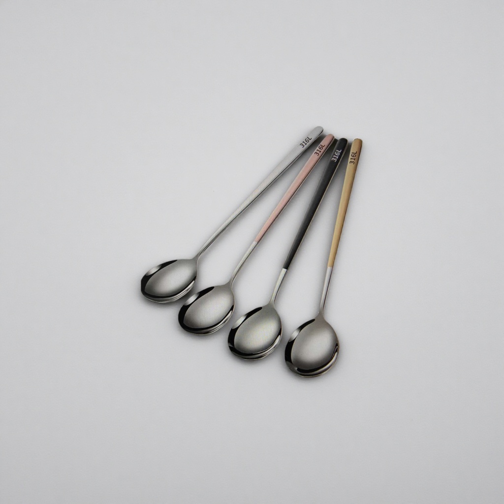 316L stainless steel four-color handle spoon set, silver powder, black gold, 4 pieces, round spoon head Application Scenario
