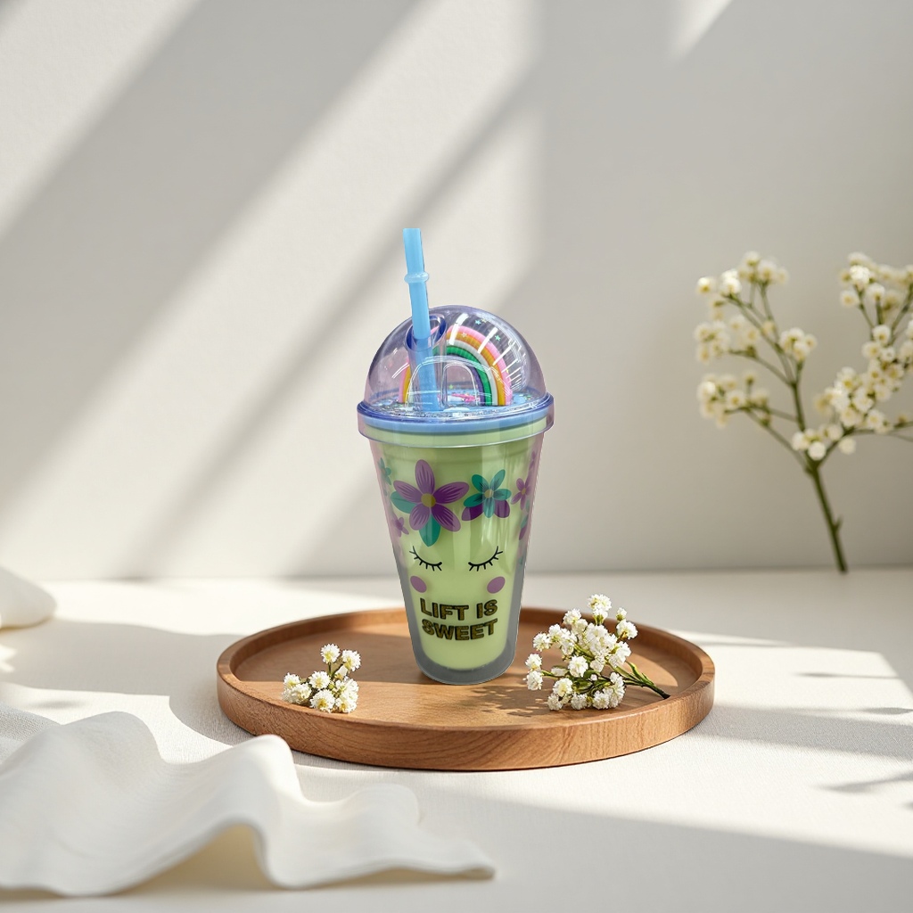 Cute style straw cup, children's portable waterproof cup, baby learning to drink cup details Picture