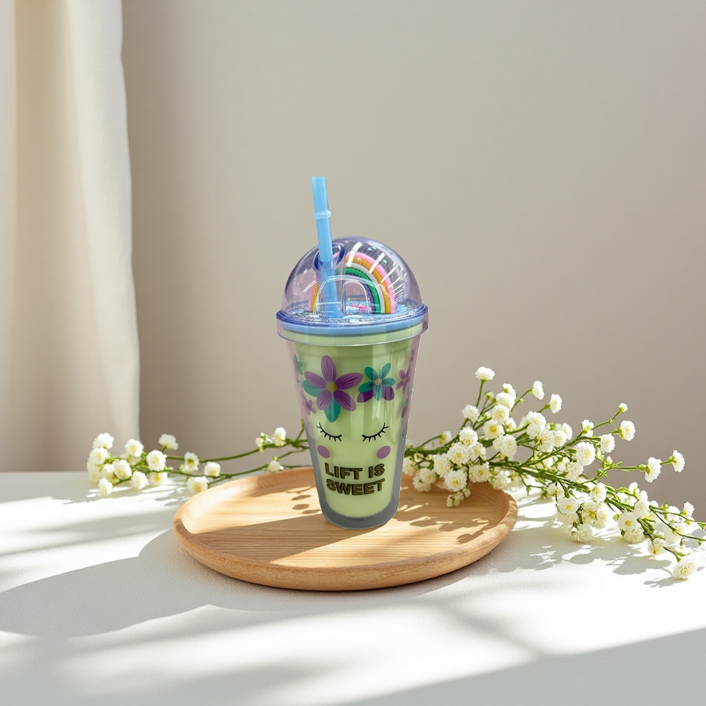 Cute style straw cup, children's portable waterproof cup, baby learning to drink cup Specification image