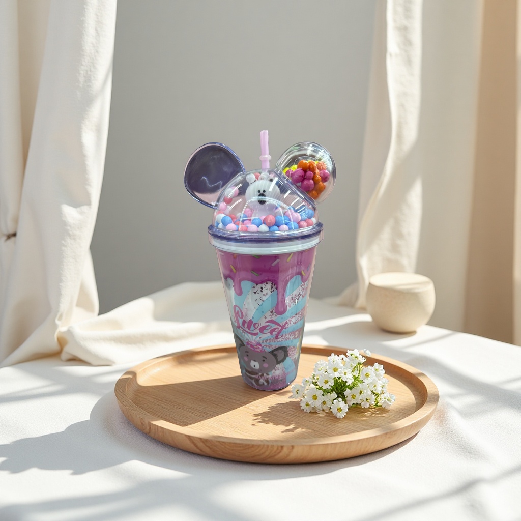 Cute cartoon-patterned ceramic cups, home and office water cups, heat-resistant portable mugs